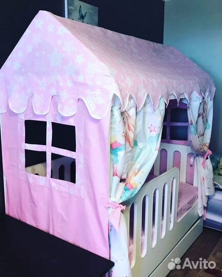 Крыша занавески балдахин для домик кроватки