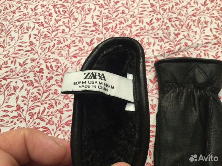 Мужские кожаные перчатки зимние zara