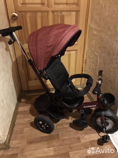 Велосипед трехколесный Kreiss с тентом и ручкой