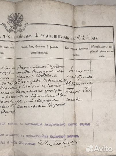 Царские документы 1912 года