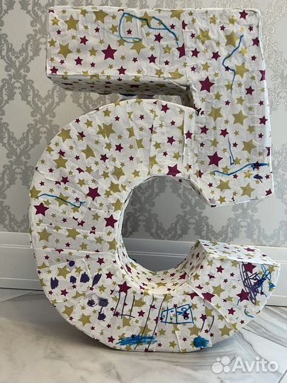 Декоративная цифра 5 из картона Каркас