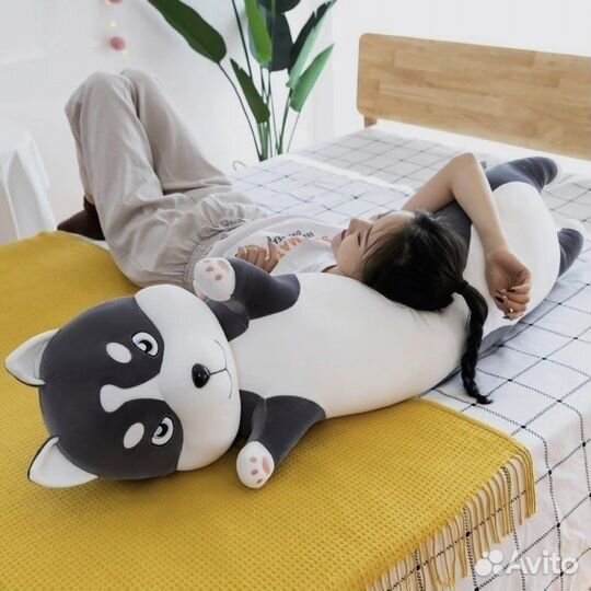 Мягкая игрушка-подушка антистресс Хаски батон