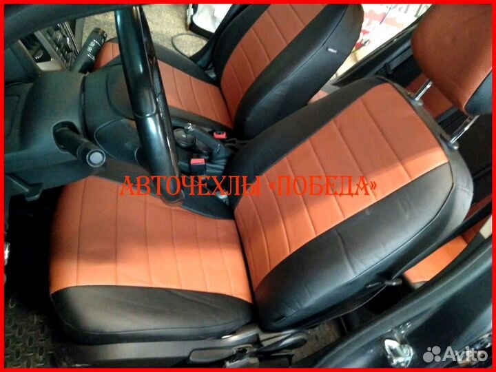 Чехлы Opel Astra J из экокожи чёрно-коричневые