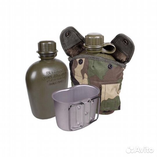 Фляга RUS. С кружкой. Разные цвета