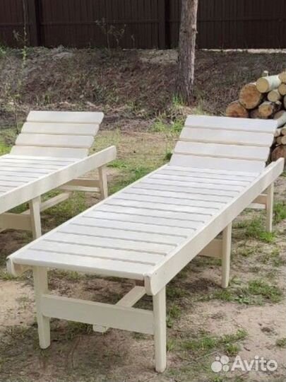 Шезлонг лежак деревянный из осины для отдыха
