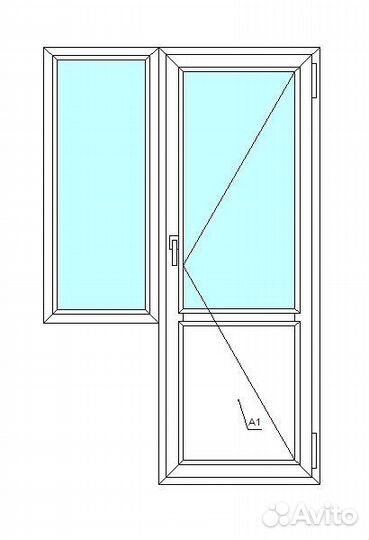 Балконный блок veka WHS60, 2-кам. с/п, 1400x1900