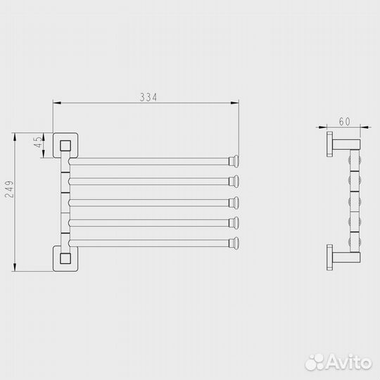 Полотенцедержатель 5 реечн. поворотн. хром fashun