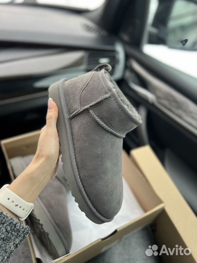 Угги ультра короткие серые