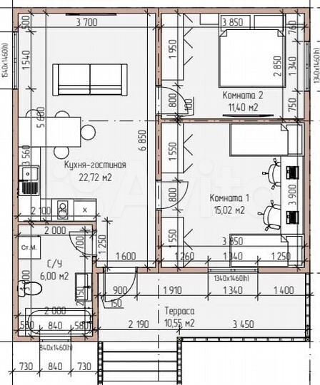 Дом 64 м² на участке 4 сот.