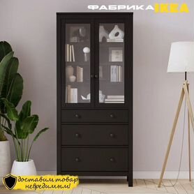 Шкаф-витрина Икеа hemnes хемнэс кымор, черный