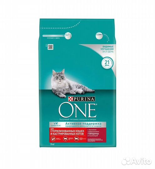 Purina ONE с говядиной и пшеницей 3 кг