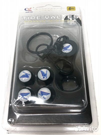 Колпачки на ниппеля - Honda #2 (с ключом/серый/чер