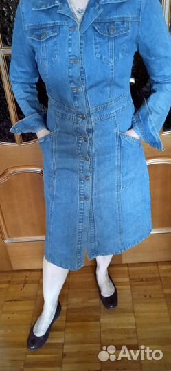 Denim DNM фирменное джинсовое платье плащ 42-44 XS