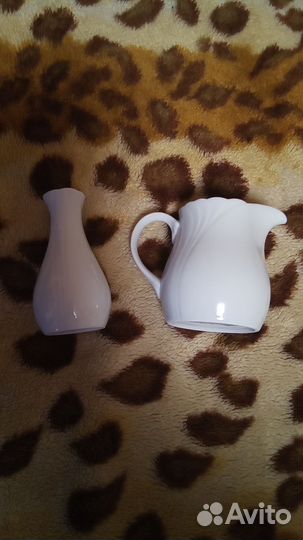 Набор кофейный белый + молочник и ваза