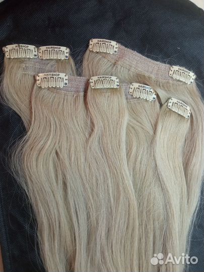 Натуральные волосы на заколках