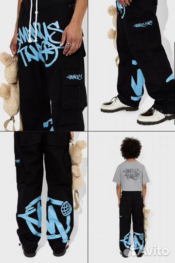 Штаны black Graff cargos (Blue logo)