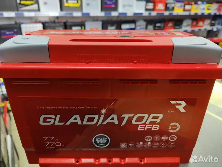 Мощный Акб 77Ач Gladiator Efb прямой на УАЗ Патрио