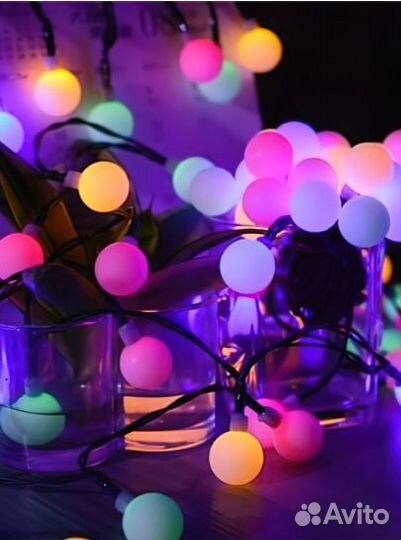 Новогодняя гирлянда цветная и желтая новая