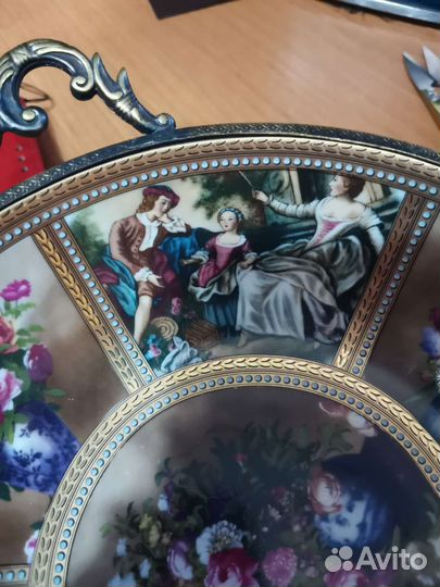 Ваза для фруктов. Фарфор, металл