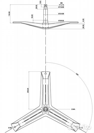 Крестовина барабана стиральной машины Bosch 215117
