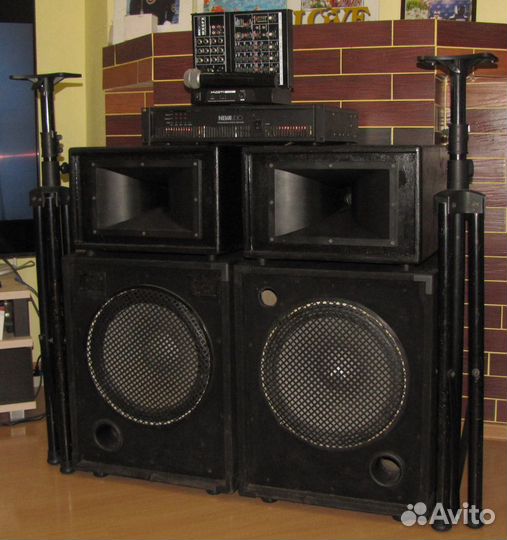 Колонки Pro 1100W Усилитель Микшер Микрофон Стойки