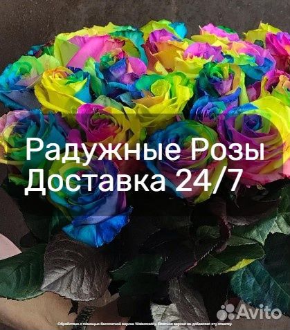Радужные розы от 15 штук