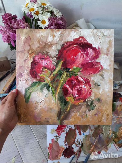 Букет Пионы. Картина маслом