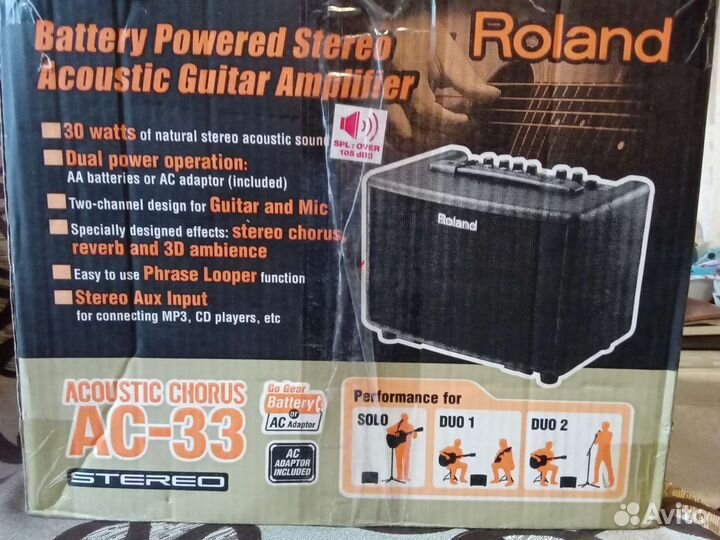 Комбик гитарный Roland Acoustic chorus AC33 stereo