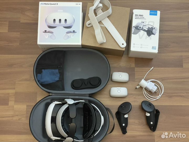 Oculus quest 3 + bobovr m3 pro + кейс + 2 доп.акб