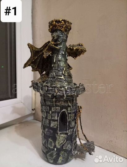 Декор бутылки подарок Дракон и замок