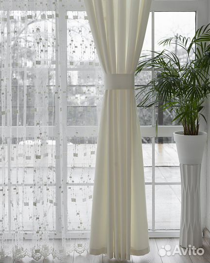 Шторы сатен Адора жемчужный