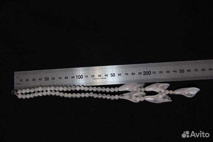 Колье розовый кварц каны цветы бусы камень