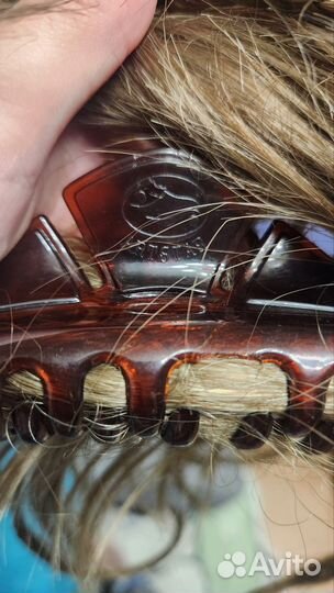 Накладка на волосы крабик с косичками русый 20см