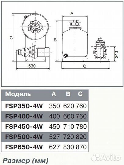 Песочный насос-фильтр Emaux 13000 л/ч, FSP650