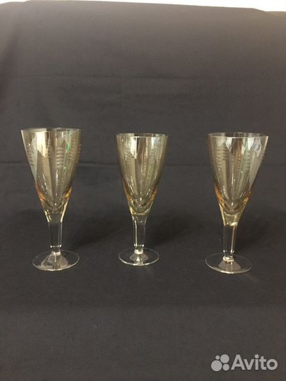 Фужеры СССР цветное медовое карамельное стекло