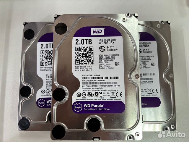 Диск бу WD Purple WD20purx 2 tb 26243ч 24х7
