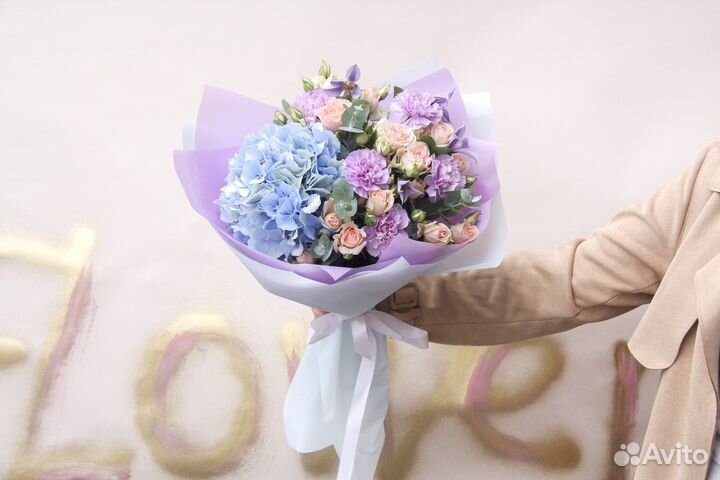Букет цветов нежный, гортензия
