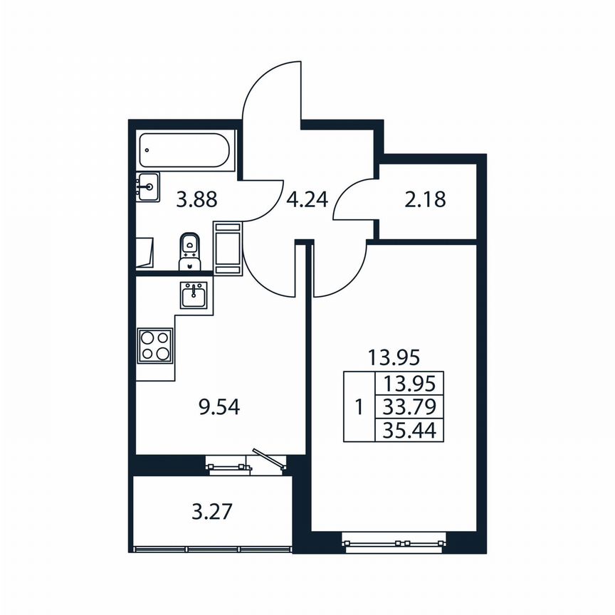 1-к. квартира, 37,1 м², 12/12 эт.
