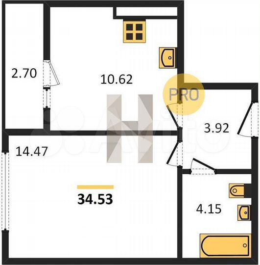 1-к. квартира, 34,5 м², 2/9 эт.
