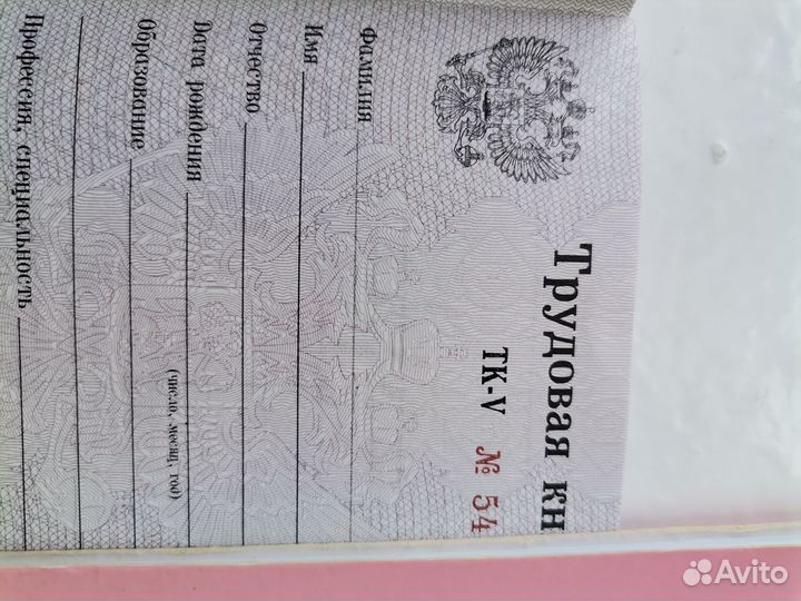 Трудовая книжка тк-v