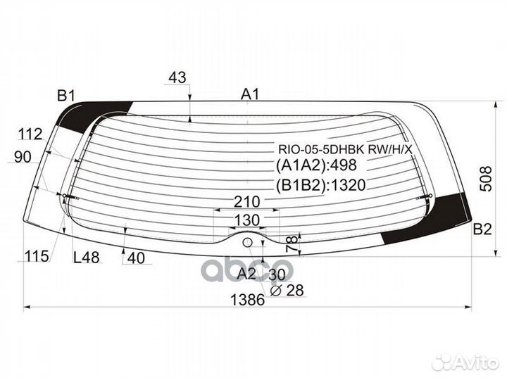 Стекло заднее с обогревом KIA RIO II 5D HBK 05