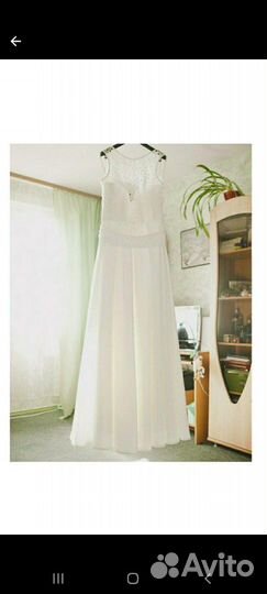 Атласное свадебное платье 46-48