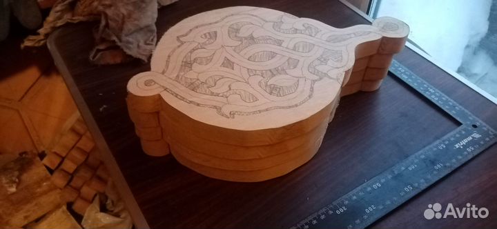 Разделочная доска кедровая с эскизом для резьбы