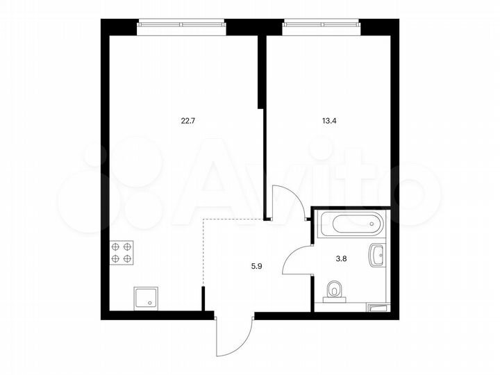 1-к. квартира, 45,8 м², 23/24 эт.