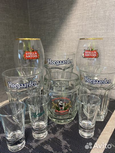 Бокалы. Hoegaarden. Spaten. Stella artois. Ольмека