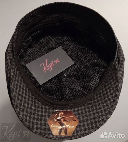 Кепка летняя лен, клетчатая восьмиклинка новая
