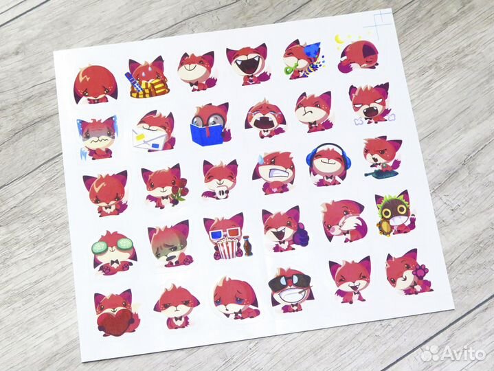 Наклейки (стикеры) лисенок 