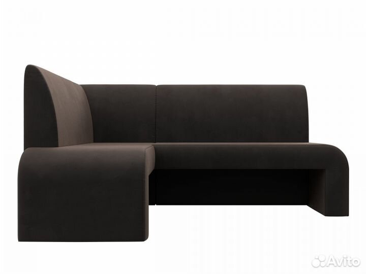 Диван кухонный угловой Кармен левый угол, велюр, коричневый