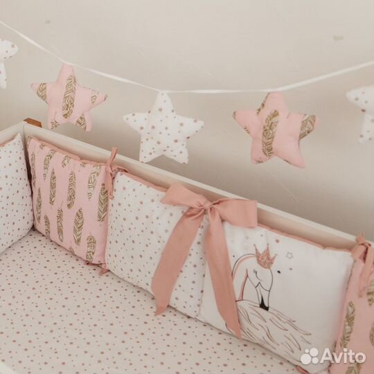 Бортики в кроватку для девочки