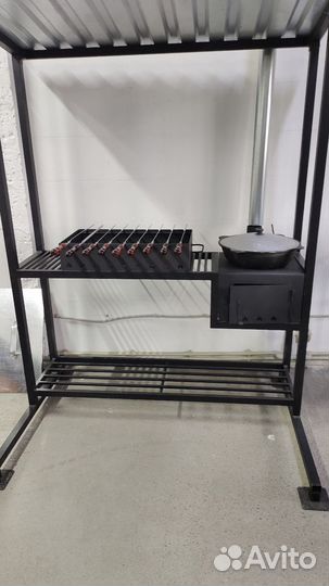 Мангал с крышей и печью